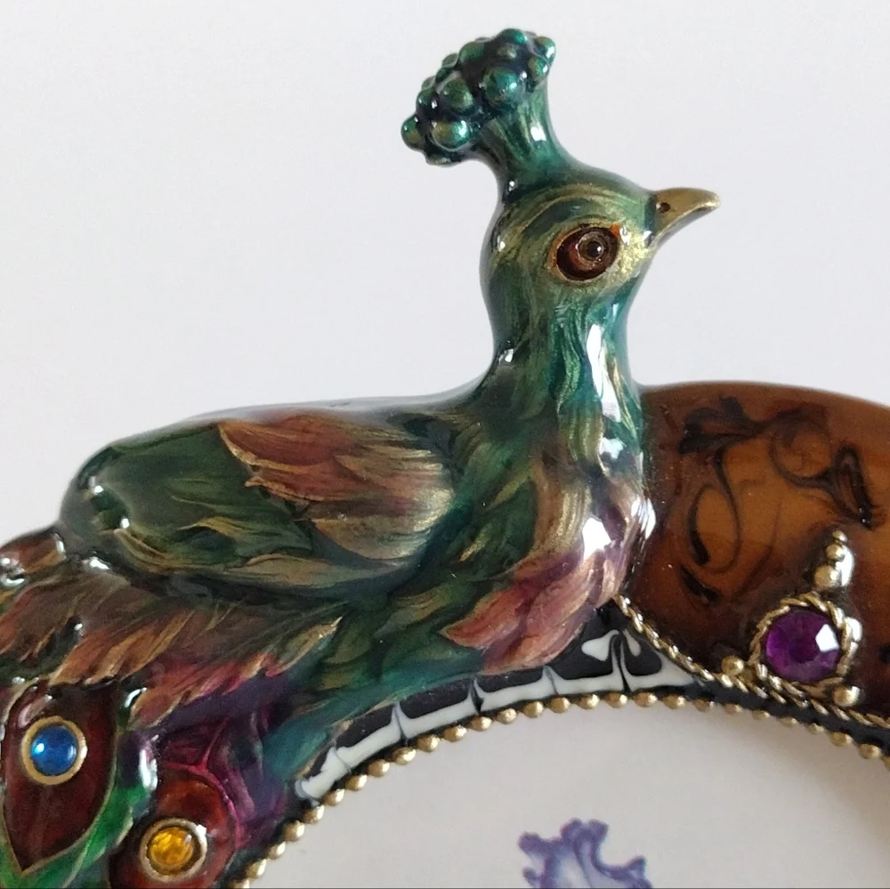 Ashleigh Manor Enameled Embellished Peacock Frame 3x3